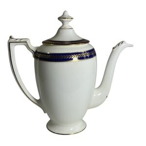 Coalport England Bone China Blue Wheat Coffee Pot 8-3/4"
